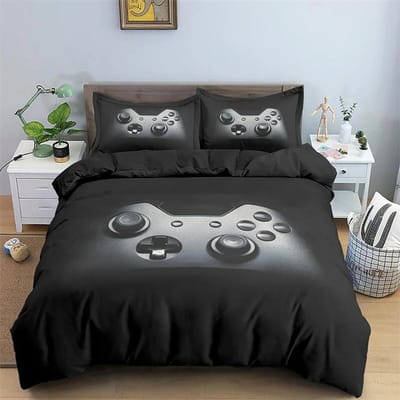 Kinderen Tieners Videogames Dekbedovertrek Set Jongens Gamer Dekbedovertrek Gaming Controller Patroon Beddengoed Set Polyester Dekbedovertrek 135X200cm-2pcs