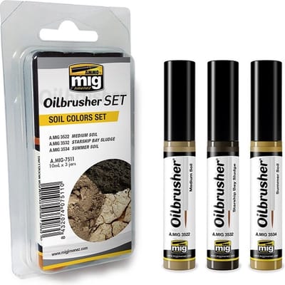 AMMO by Mig Jimenez Hobbyverf Enamel verf - MIG 7511 Oilbrusher Soil Colors - Set Oilbrusher(s) - 3 x 10 ml