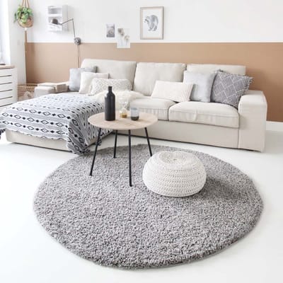 Rond hoogpolig vloerkleed - Shaggy Trend lichtgrijs 80 cm