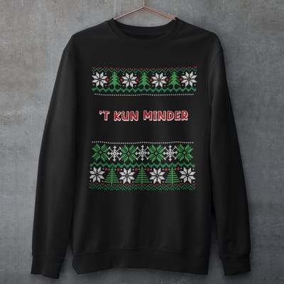 Drenthe Kersttrui Zwart T Kun Minder - Maat XS - Uniseks Fit - Kerstkleding Voor Dames & Heren