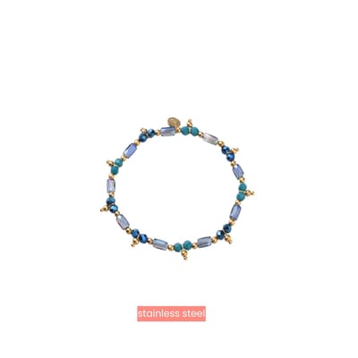 Day&Eve by Go Dutch Label Armband (Sieraad) Elastisch Kralen Balletjes Blauw