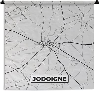 Wandkleed - Wanddoek - Zwart Wit – België – Plattegrond – Stadskaart – Kaart – Jodoigne - 180x180 cm - Wandtapijt