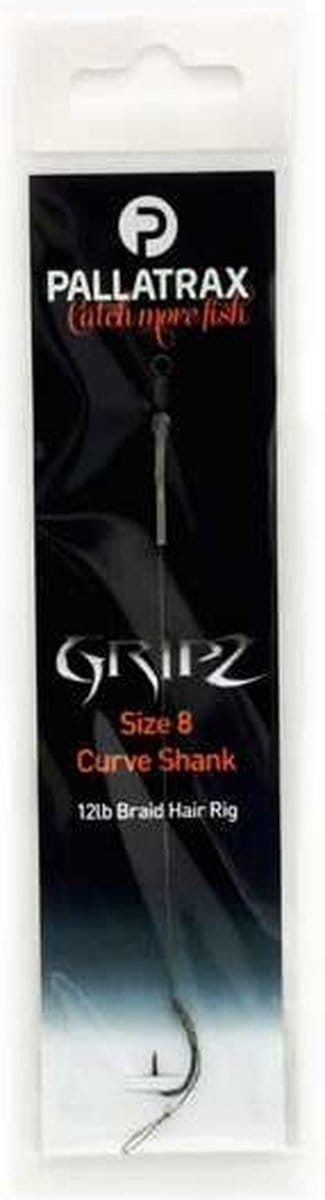Pallatrax GRIPZ Curve Shank Braid Hair Rig - #6 - 15lb - Karper Onderlijn Weerhaakloos