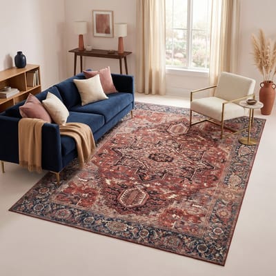 TAPISO Ispahan Vloerkleed Oosters Klassiek Vintage Bloemenpatroon Antislip Donkerrood Woonkamer Slaapkamer Oeko-Tex 80x200