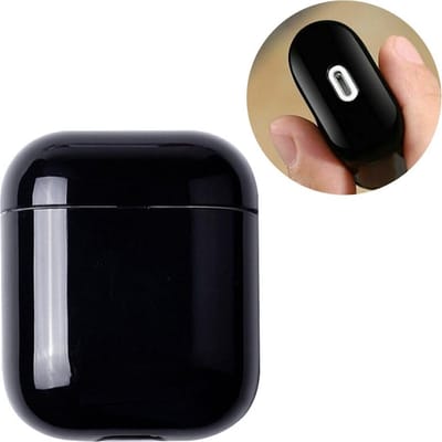 KELERINO. Plastic Hard Case Cover Hoesje geschikt voor Apple Airpods 1 & 2 - Zwart