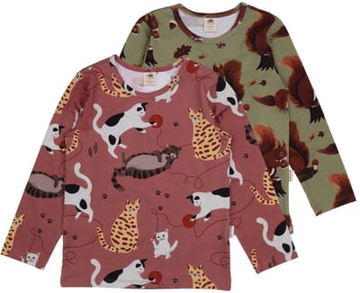 Walkiddy® Kinder Shirt – Jongens & Meisjes - Multi Pack product – Playful Cats serie – Maat 122 – GOTS-gecertificeerd Biologisch Katoen