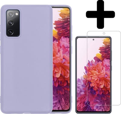 Hoesje - Met Screenprotector - Geschikt voor Samsung Galaxy S20 FE - Sterk & Shockproof - Back Cover - Siliconen Case - Telefoon Hoes - Telefoonhoesjes - Lila
