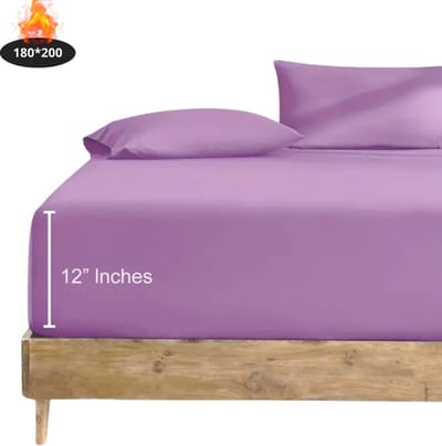Nivard Hoeslaken Set - Inclusief Kussensloop - 3 Delige Set - Beddengoed - Fitted Sheet - Pillow Case - Bed - Paars 180 x 200