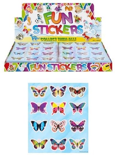 120 Stuks - Fun Stickers - Vlinders Stickervellen - Sticker Vlinder - Uitdeelcadeautjes - Uitdeel - Traktatie kinderen - Meisjes