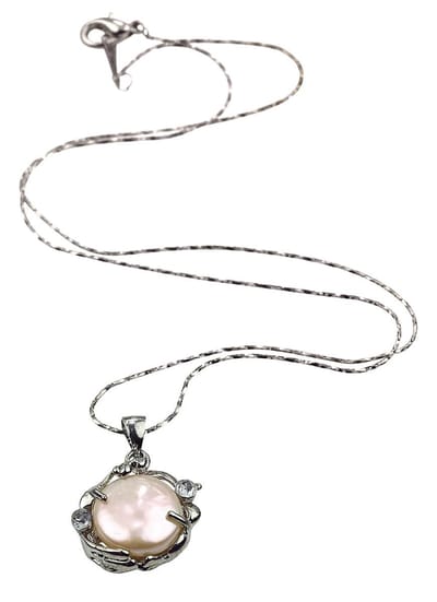 Zoetwater parelketting Zicy - echte parel - licht zalm - zilver - parelketting met hanger - luxe sieraden zakje - parelketting dames