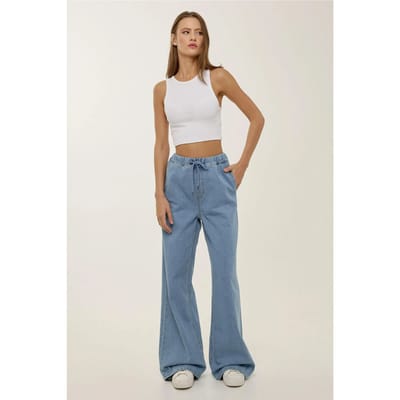 Geknoopte Hoge Taille Wijde Pijpen Jeans