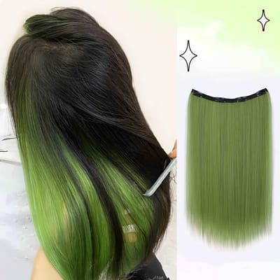 Extension de Cheveux Synthétiques Longs Raides à Clipser en Une Pièce 4 Clips Couche Intérieure Cheveux Colorés Cachés Pièce de Cheveux Couleur Perruque 20inch