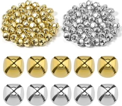 100 Stuks Mini Jingle Bells voor DIY Kerstdecoratie - 50 Zilveren en 50 Gouden Belletjes van 1,2 cm voor Feestelijke Versiering