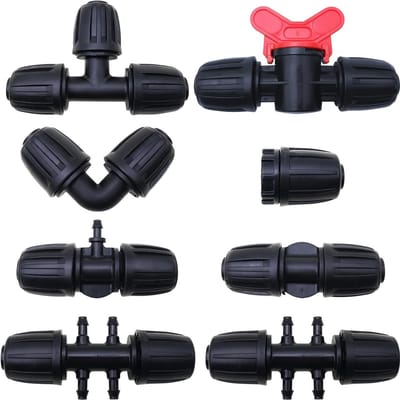 Irrigatie Connector Set, 8-delige Slangadapter voor 16 mm Tuinirrigatie, Verbinding voor PE Planten en Tuinbewatering