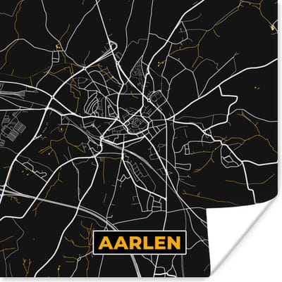 Poster Aarlen - Plattegrond - Goud - Kaart - Stadskaart - 100x100 cm XXL