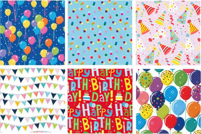 Urban Living Inpakpapier/cadeaupapier - 6x stuks rollen - feest/verjaardag - 200 x 70 cm - papier - thema prints