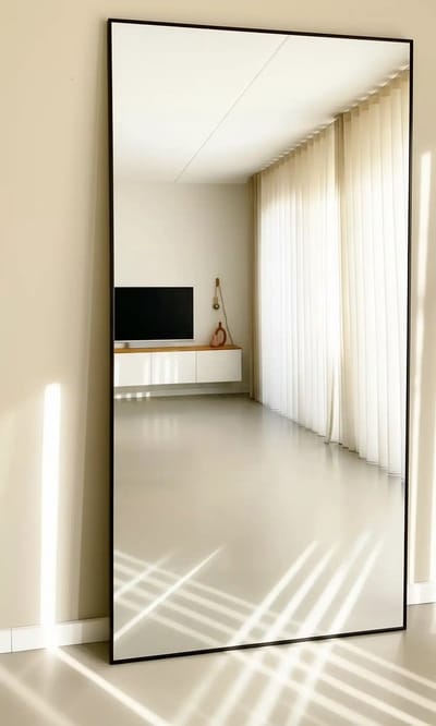 Nordic Style® Rechthoekige spiegel 215x110cm - Zwart - Scandinavische Spiegels - Vierkant - Pas spiegel - Staande spiegel - Kleedkamer spiegel - Pas