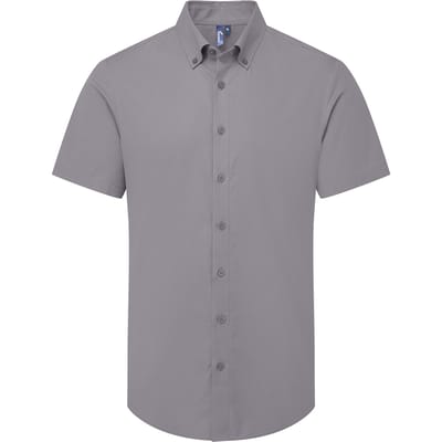 Premier Heren Supreme Oxford overhemd met korte mouwen (Staalgrijs)