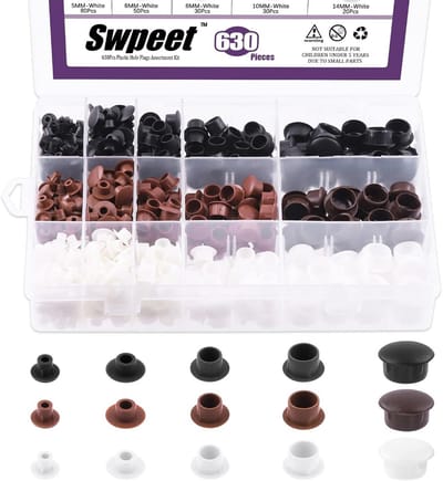 Assortiment van 630 Kunststof Gatstekkers met Schroefdekels - Flush Type voor Buispaneel