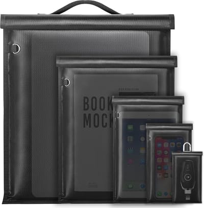 5 stuks - Faraday-tas - Grote Faraday-kooi met handvat - Anti-tracking Faraday-tas voor laptops, tablets, telefoons en autosleutels - Brandwerend - Waterdicht - RFID-signaalblokkerende tas