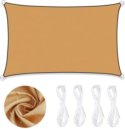 Dailygoody - Zonnezeil - Waterdicht - 95% UV-bescherming - Beige - Schaduwdoek - Ademend - Geschikt voor tuin en terras - 2 x 3 m