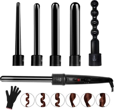 DailySupplies® Wafeltang Voor Dik en Dun Haar - Krultang 6 in 1 – Wave Tang Voor krullen – Krultang 5 in 1 met Handschoenen - Zwart