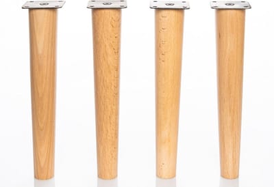 Set van 4 Houten Meubelpoten, Massief Beukenhout, Conisch Model