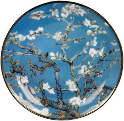 Goebel - Vincent van Gogh | Sier Schoteltje Amandelboom blauw | Porselein - 10cm - met echt goud
