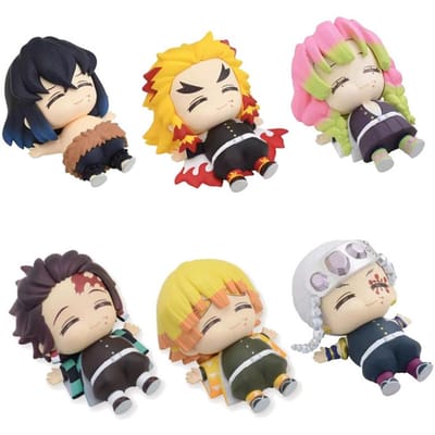 6 Stuks/1 Set Demon Slayer Anime Model Kamado Tanjirou Agatsuma Zenitsu Inosuke Poppen Speelgoed Kyoujurou Buikvulling Ornamenten Tengen No box beige