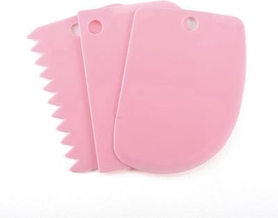 Knaak Deegschraper - Set van 3 - Roze Kunststof Deegkrabber en Spatel voor Bakken, Taart en Keuken