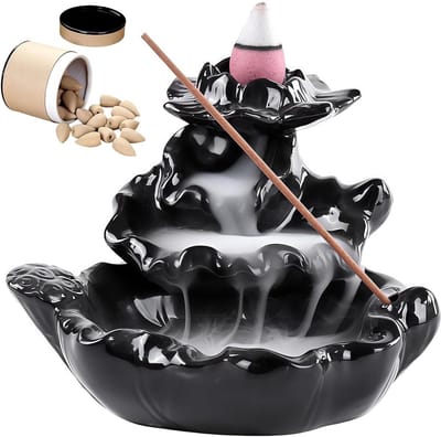 Ceramische Backflow Wierookbrander met 40 Wierookconen voor Meditatie, Yoga en Thuisdecoratie, Ideaal voor Zen Ruimtes en Ontspanning