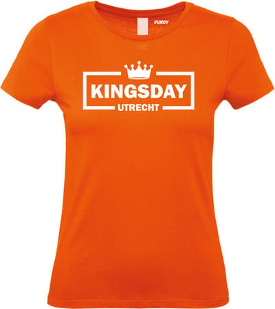 Dames T-shirt Kingsday Utrecht | Koningsdag kleding | oranje shirt | Oranje | maat XS