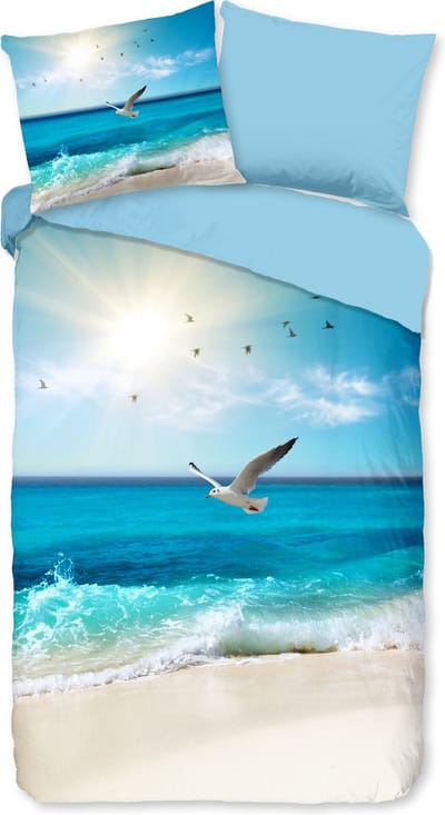 Good Morning dekbedovertrek strandthema - 1 persoons 140x200/220 cm - Multi - 100% Katoen renforc�