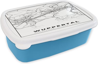 Broodtrommel Blauw - Lunchbox - Brooddoos - Stadskaart - Wuppertal - Plattegrond - Kaart - 18x12x6 cm - Kinderen - Jongen