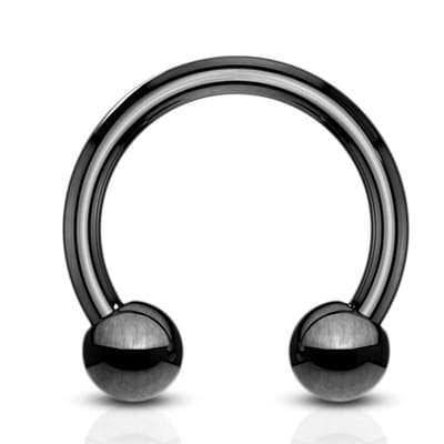 Horseshoe rond extern 2.4x12x6 mm - zwart - LMPiercings