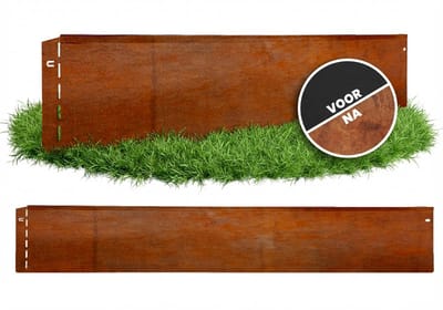 GartenAZ Borderrand - Gazonrand van Cortenstaal - Flexibele Montage - Bruin - 100 cm x 20 cm (10 stuks)