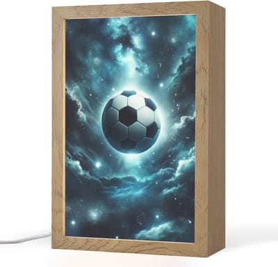 Nachtlampje 20x30 cm - Kinder lampje - Voetbal - Galaxy - Ruimte - Sport - Blauw - Tafellamp kinderkamer - Slaapkamer lamp - Bedlamp kinderen - Kinderlampje stopcontact - Wandlamp babykamer - Nachtlampjes