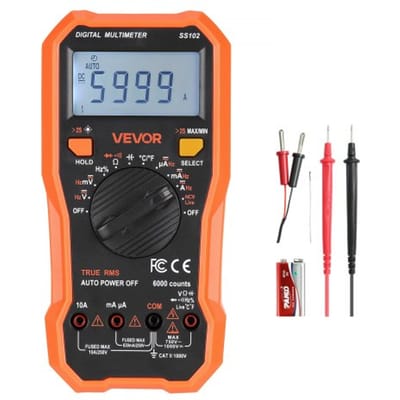 VEVOR Digitale Multimeter, 6000-Count TRMS DC/AC Voltmeter Stroomtester, Professionele NCV Multimeter voor de huidige spanningsweerstand Capacitance Werkcyclus Tempetatuur Dioden Continuiteit Live Wire Test