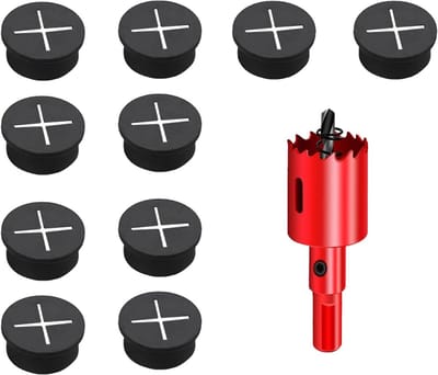 Set van 10 Stuks Kabeldoorvoeren voor Bureau, 25mm Grommets voor Kabelbeheer en Organisatie van Bureau en Thuis (Zwart)