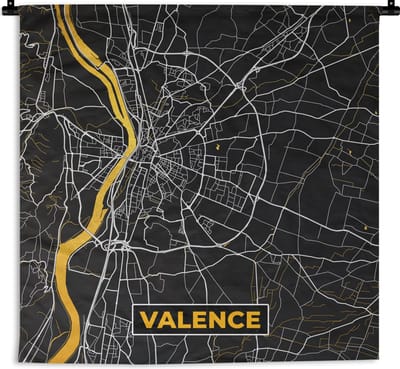 Wandkleed - Wanddoek - Stadskaart - Frankrijk - Plattegrond - Valence - Kaart - 180x180 cm - Wandtapijt