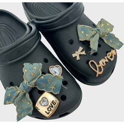 Mode Kwastje Bloem Vlinder Parel Schoen Gesp DIY Klomp Charms Decoraties Mode Accessoires voor Sportsandalen Jelly Schoenen black