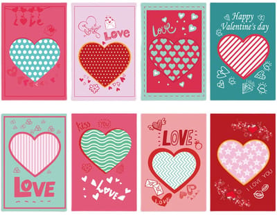 Dailygoods- Wenskaartenset 8 Stuks - Roze/Turquoise - Hartdesign - Romantische Kaarten - Hoogwaardig Papier - Perfect voor Valentijnsdag - Valentijnskaarten
