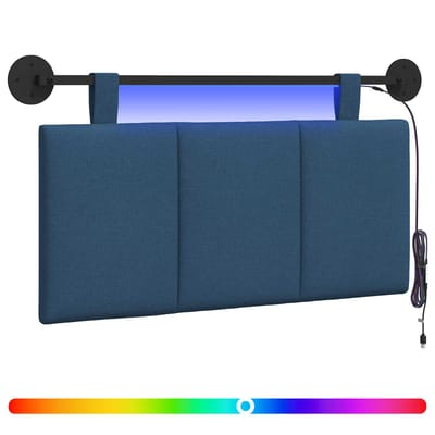 vidaXL - Hangend - hoofdbord - Met - LED-verlichting - Blauw - Stof