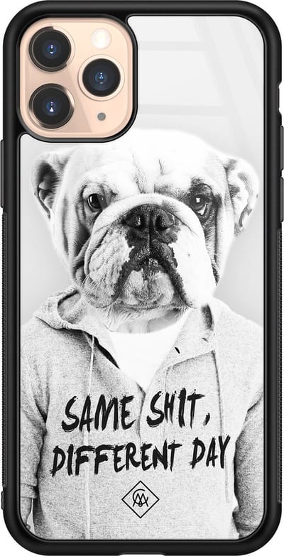 Casimoda® hoesje - Geschikt voor iPhone 11 Pro - Bulldog - Luxe Hard Case Zwart - Backcover telefoonhoesje - Grijs
