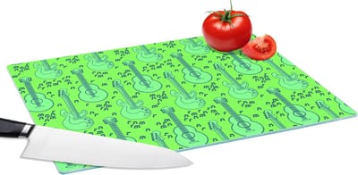 Glazen Snijplank - 39x28 - Gitaar - Patronen - Groen - Snijplanken Glas