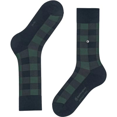 Burlington Buffalo Check gedessineerd wol sokken heren blauw - maat 40-46