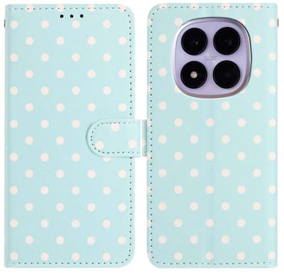 Hoesje Geschikt voor Xiaomi Redmi Note 15 Pro 5G | Polka Dot Wallet Book Case | Portemonnee Hoesje | 3 Pasjes | Magneetsluiting | Stand Functie | Blauw
