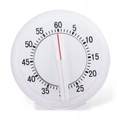 Orion Klassieke Witte Plastic Mechanische Keukentimer met Voet (9 x 5 x 9,5 cm, 60-Minutenbereik)