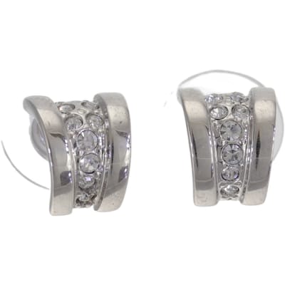 Behave – Oorstekers – Rhodium Plating – Elegant gebogen design met transparante Oostenrijkse kristallen – 1 cm