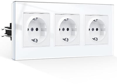 Driegangs Aansluiting met Klauwen en Gehard Glazen Paneel - Geaard 16A 250V